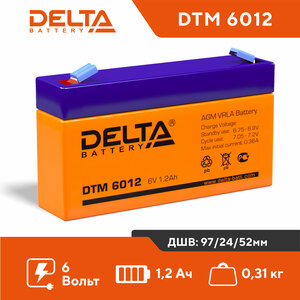 Аккумулятор Delta DTM 6012 6В 1,2Ач