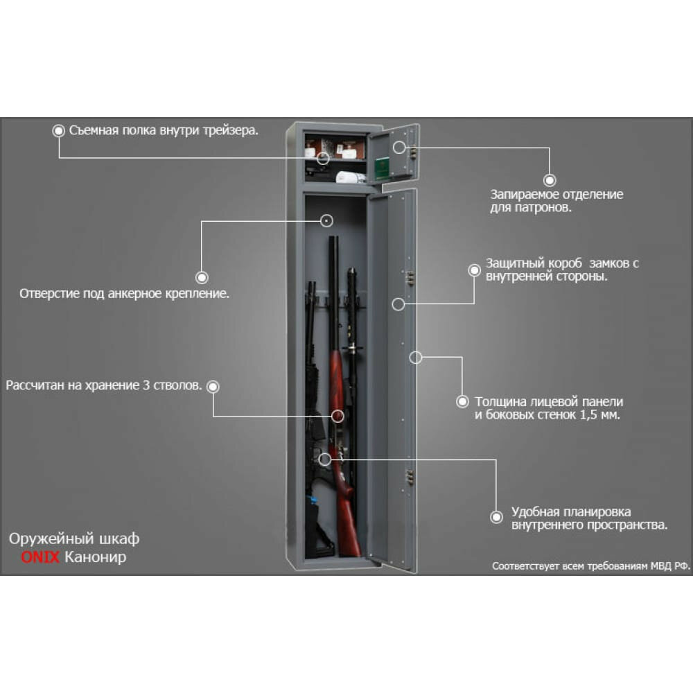 Шкаф оружейный Onix Канонир MEs - фото №8