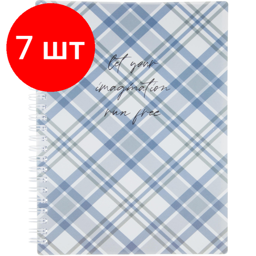 Комплект 7 штук, Бизнес-тетрадь Клетка А5 80л, клет, обл. пласт, блок 80гр, диз.1 комплект 7 штук бизнес тетрадь клетка а5 80л клет обл пласт блок 80гр диз 1