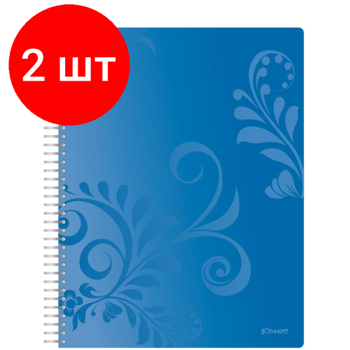 Комплект 2 штук, Бизнес-тетрадь Комус Русская серия синий А4 96л. плас. обл. клетка, евр