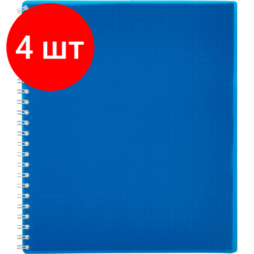 Комплект 4 штук, Тетрадь общая Attache 80л клетка А5, спираль, обложка Plastic тетрадь общая 80л а5 artspace питомцы best day клетка спираль 6шт т80спкгл 26759