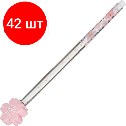 Комплект 42 штук, Ручка гелевая неавтомат. M&G Sakura Rain, 0.5мм, синий, в ассортименте