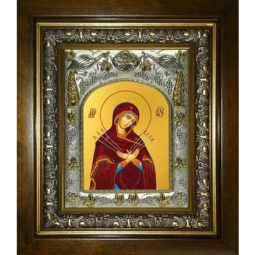 икона семистрельная божия матерь с перламутром 15 х 18 см Икона Семистрельная Божия Матерь