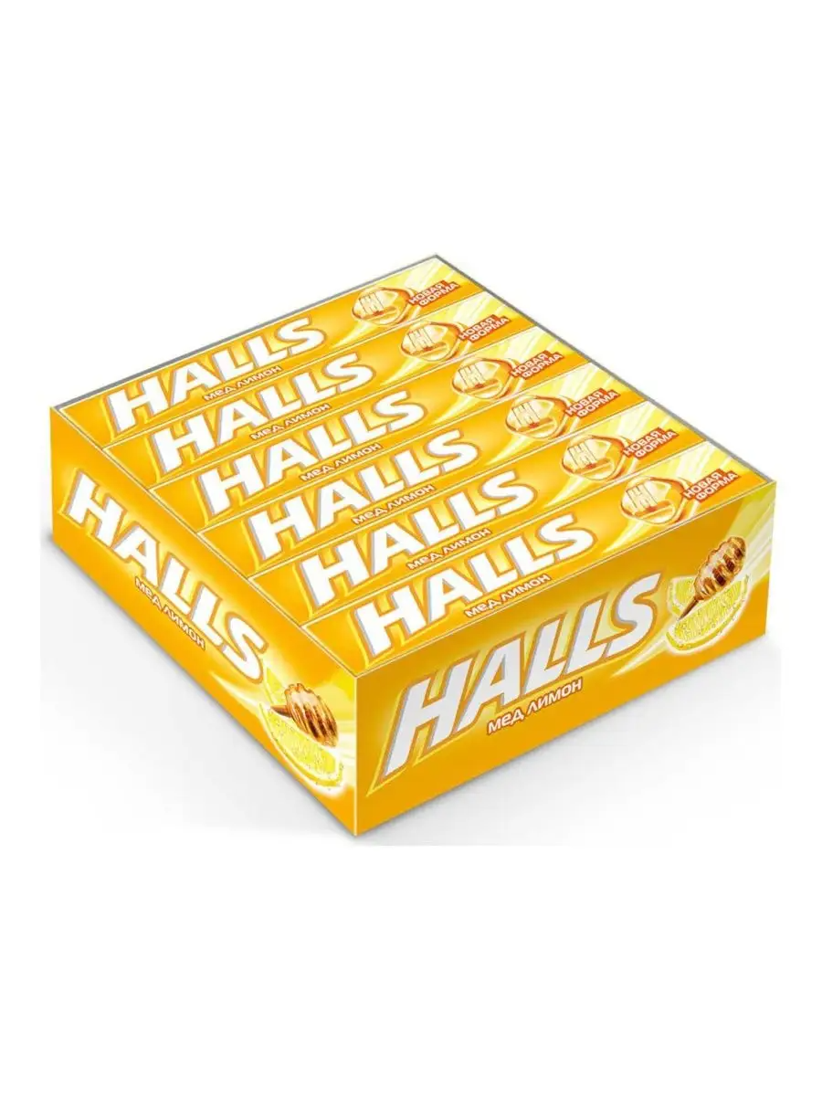 HALLS Карамель леденцовая, Мёд лимон, Шоубокс, 25г*12 шт