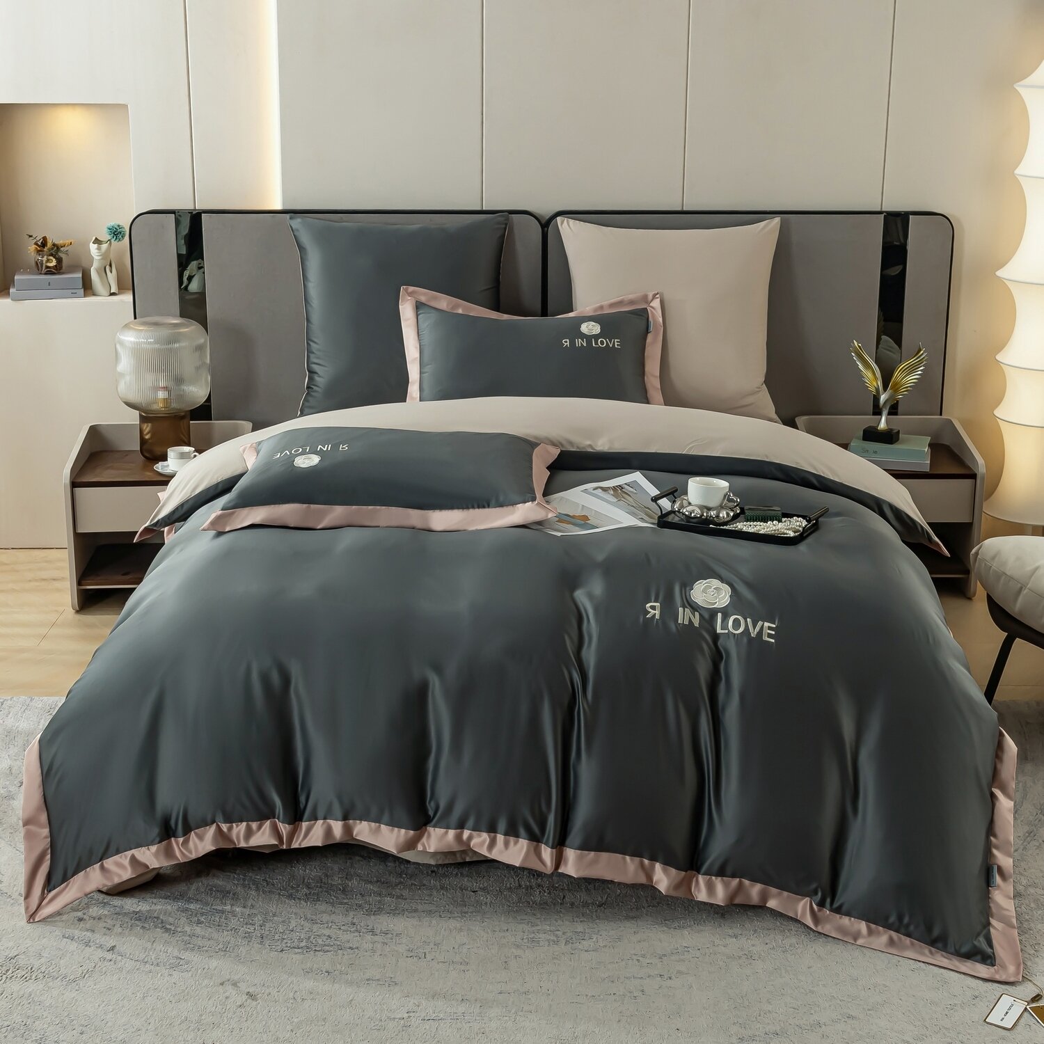 фото Комплект постельного белья 2 Спальный , VIVA - HOME TEXTILE, Сатин Шелк, простынь 245х265, LV00124