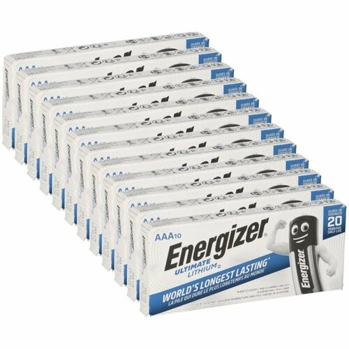 Батарейки литиевые Energizer Ultimate Lithium, ААА / LR06 1.5V мизинчиковые 100 шт батарейки energizer lithium cr2016 бл 2шт