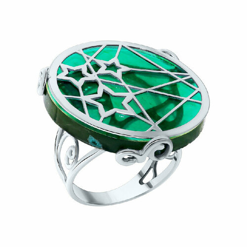 Кольцо Янтарная волна, серебро, 925 проба, родирование, янтарь, размер 17, золотой