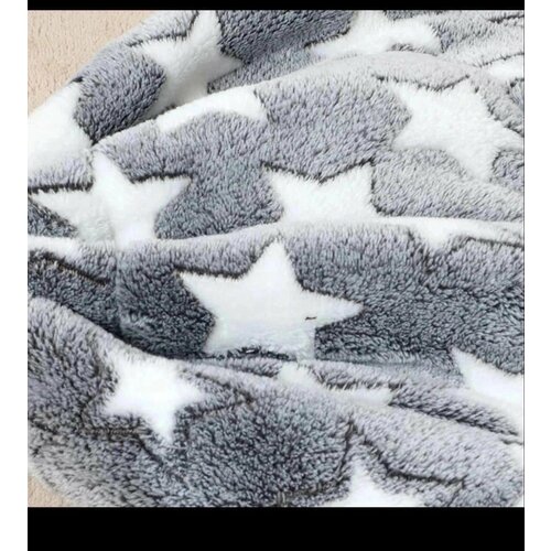 Флисовое покрывало Звезды на сером 180х200 легкий и тонкий 790₽