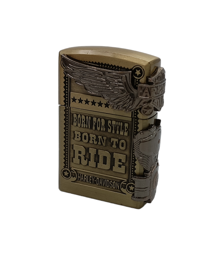 Зажигалка Харлей Дэвидсон газовая в подарочной коробке бронза - фотография № 3
