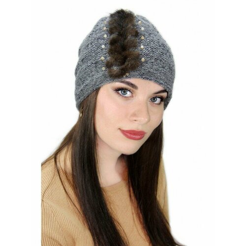 фото Шапка lemmex шапка "алвета", размер 57-58, серый