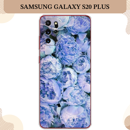 эко чехол голубые мазки краски на samsung galaxy s20 самсунг галакси s20 плюс Силиконовый чехол Пионы голубые на Samsung Galaxy S20 Plus / Самсунг Галакси S20 Плюс