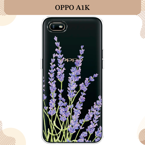 Силиконовый чехол Лавандовые стебли на Oppo A1k / Оппо A1K, прозрачный силиконовый чехол медвежья спина на oppo a1k оппо a1k прозрачный