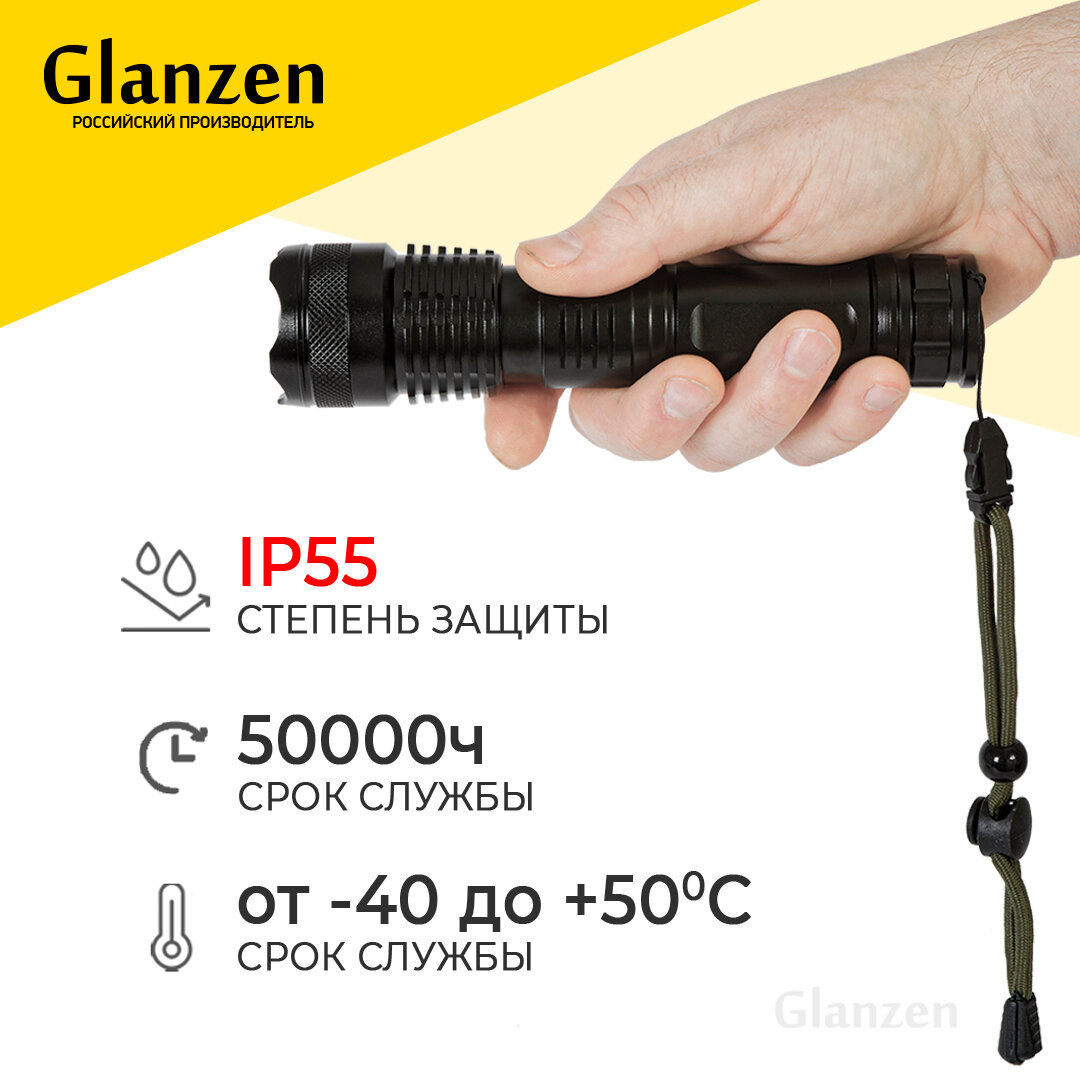 Светодиодный аккумуляторный USB фонарь GLANZEN 20Вт UFL-1700-X80P50