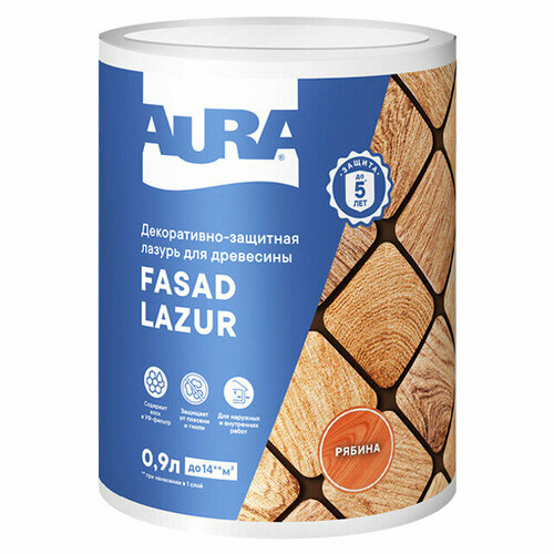 Средство деревозащитное aura fasad lazur рябина 0,9л, арт. aww010