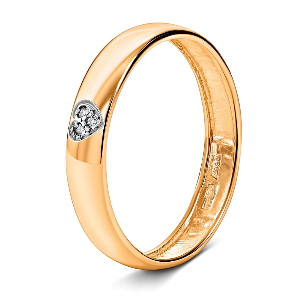 Кольцо обручальное Veragold Обручальное кольцо с сердцем из бриллиантов, красное золото, 585 проба, бриллиант