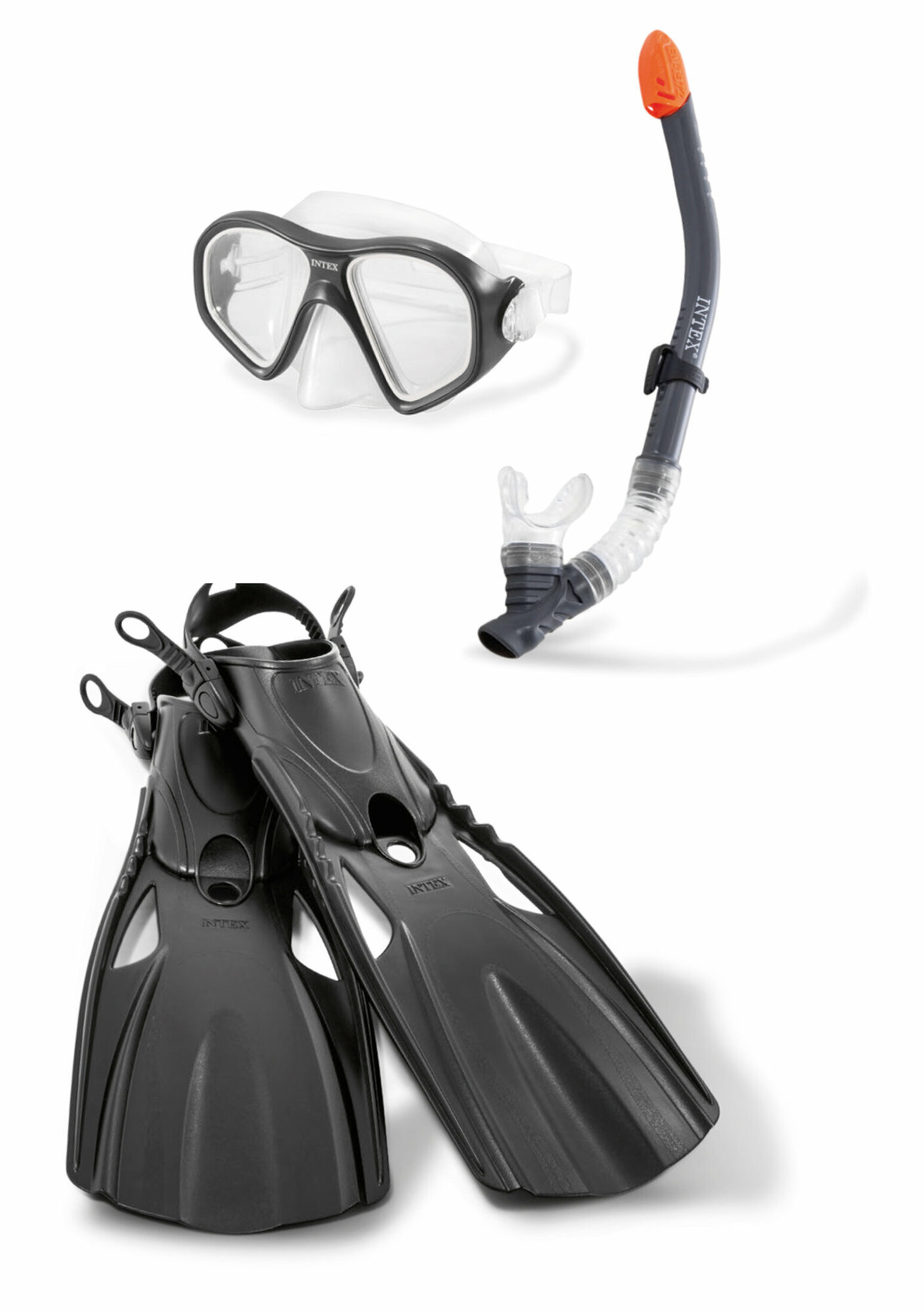 Набор для плавания с ластами Intex Reef Rider, черный - фото №11