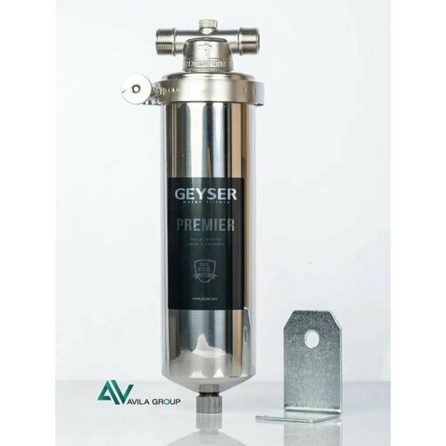 Магистральный фильтр для воды Гейзер-Премьер из нержавеющей стали, 10SL 3/4, 600 л/ч, 2 кг корпус фильтра гейзер гарант 3 4 10sl фильтр для воды