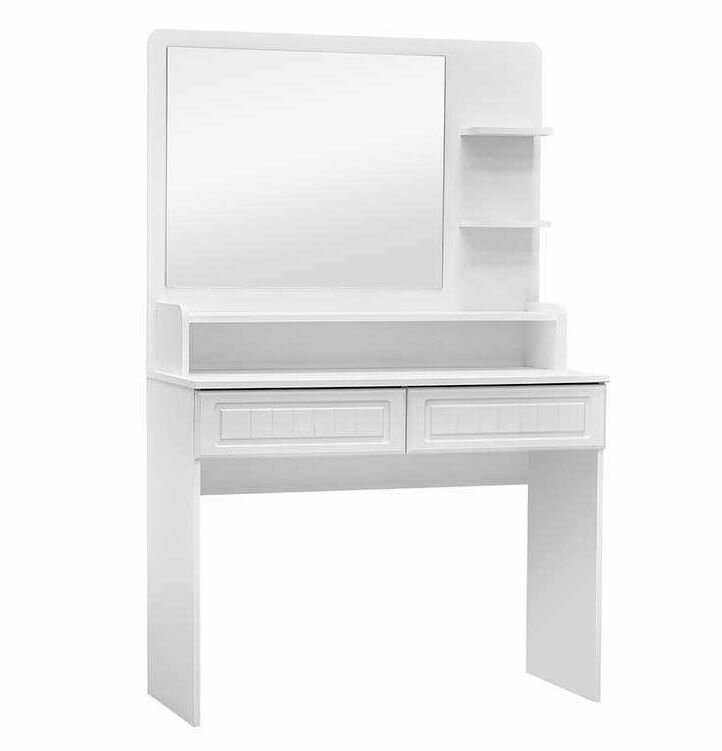 фото Стол с двумя ящиками + Надстройка для стола с полками Катрин-К МН-18+МН-18А Монако Белое дерево