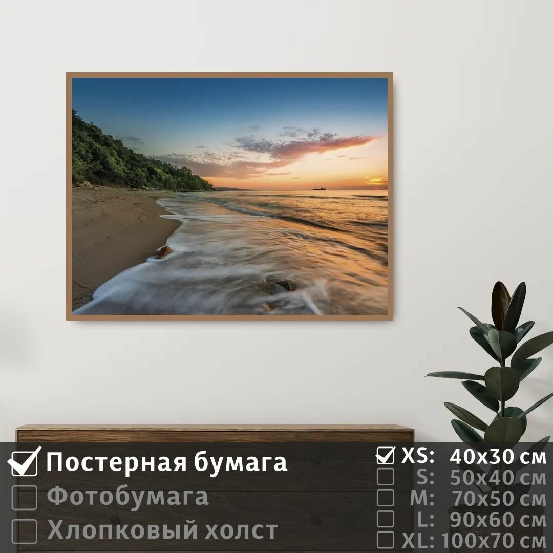 Постер на стену Облака И Закат На Берегу Моря 40х30 см ПолиЦентр