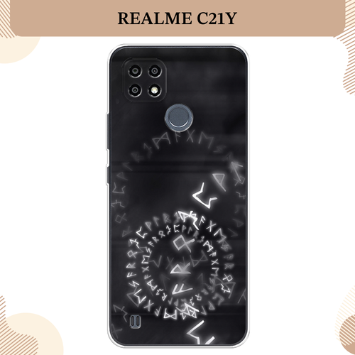 Силиконовый чехол Руны на Realme C21Y/C25Y / Реалми C21Y/C25Y силиконовый чехол на realme c21y c25y реалми c21y c25y благородный кот британец