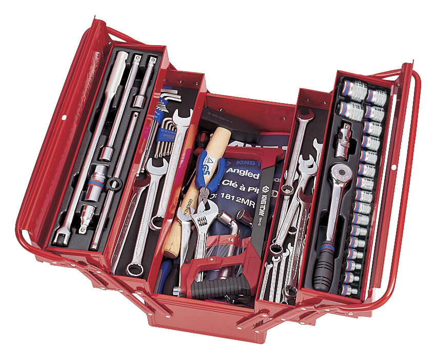 KING TONY Набор инструментов универсальный, раскладной ящик, 88 предметов 902-089MR01 902-089MR01