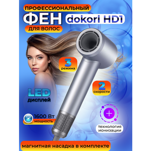 Фен для волос профессиональный мощный с ионизацией серый 368500₽