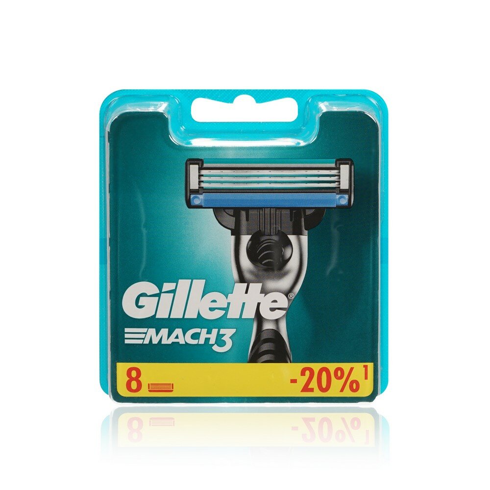 Кассеты Gillette Mach3, сменные, для бритья, 3 лезвия, 8 штук