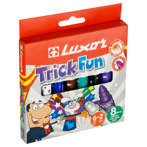 Фломастеры Luxor Trick Fun , меняющие цвет, утолщенные, 06цв.+2, 8шт, картон, европодвес