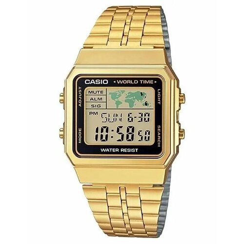 Наручные часы CASIO A500WGA-1, черный, золотой