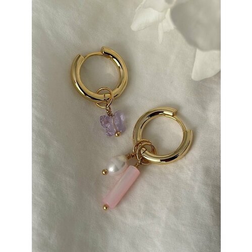 Серьги конго MOON SOUL, ракушка, стекло, размер 20 мм, мультиколор