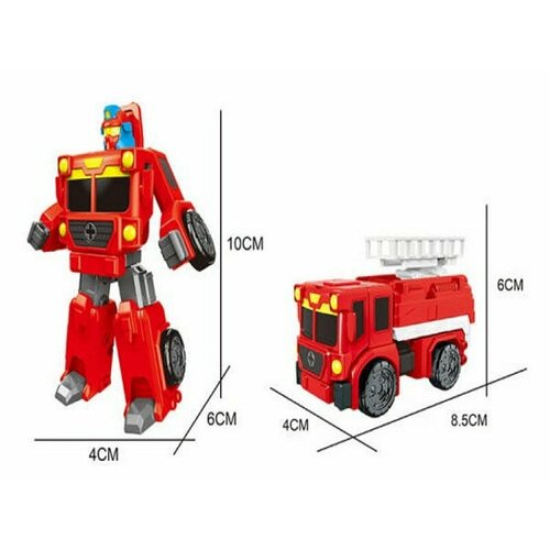 робот пожарный Робот-трансформер 1Toy Тракботы Пожарный автоподъемник 10 см