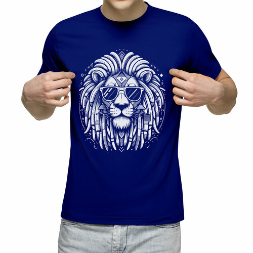 мужская футболка лев в очках m желтый Футболка Us Basic, размер M, синий