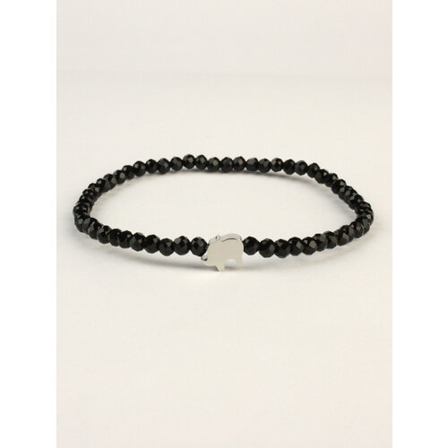 фото Жесткий браслет pechinoga design женский браслет из натуральной шпинели звёздочка/ корона/ сердечко/ слоник, металл, размер 18 см, размер l, серебряный, черный