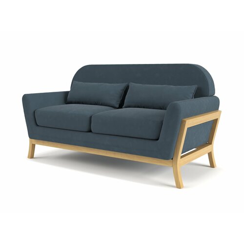 фото Дизайнерский диван soft element эрлинг dark blue, двухместный, массив дерева, на кухню, в офис, на дачу, для кафе