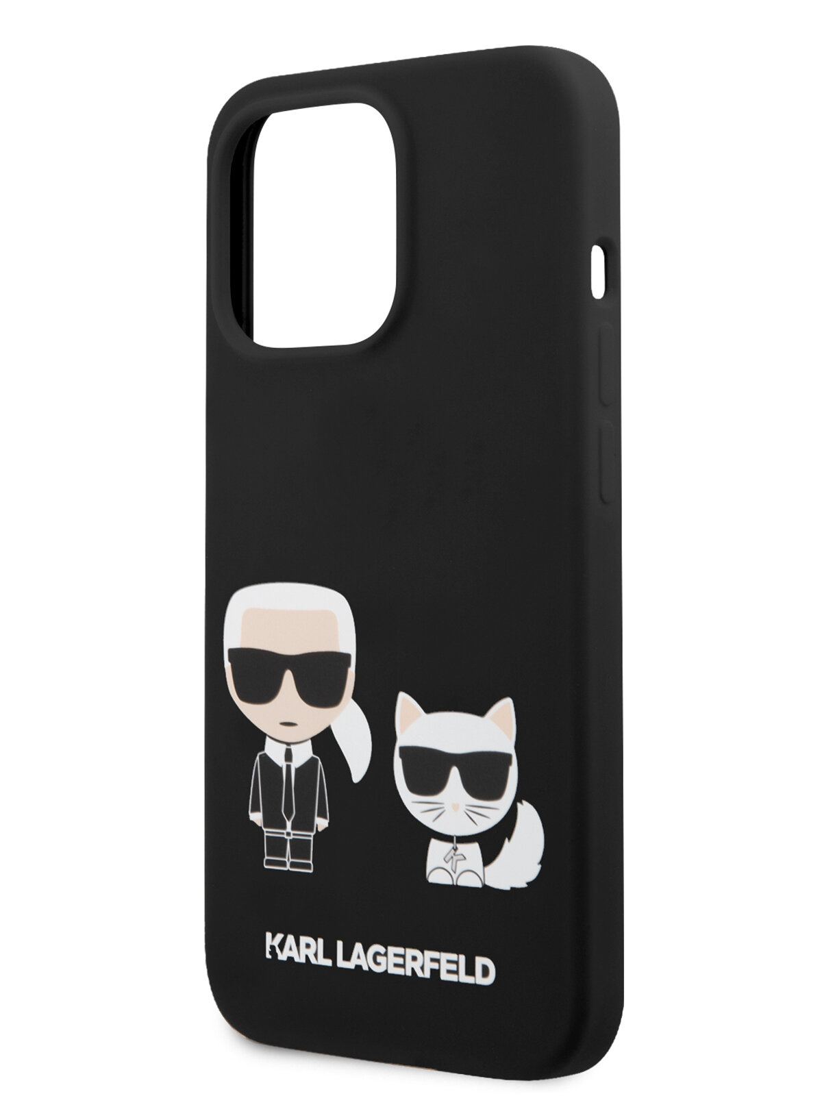 Lagerfeld для iPhone 13 Pro чехол Liquid silicone Karl & Choupette Hard Black