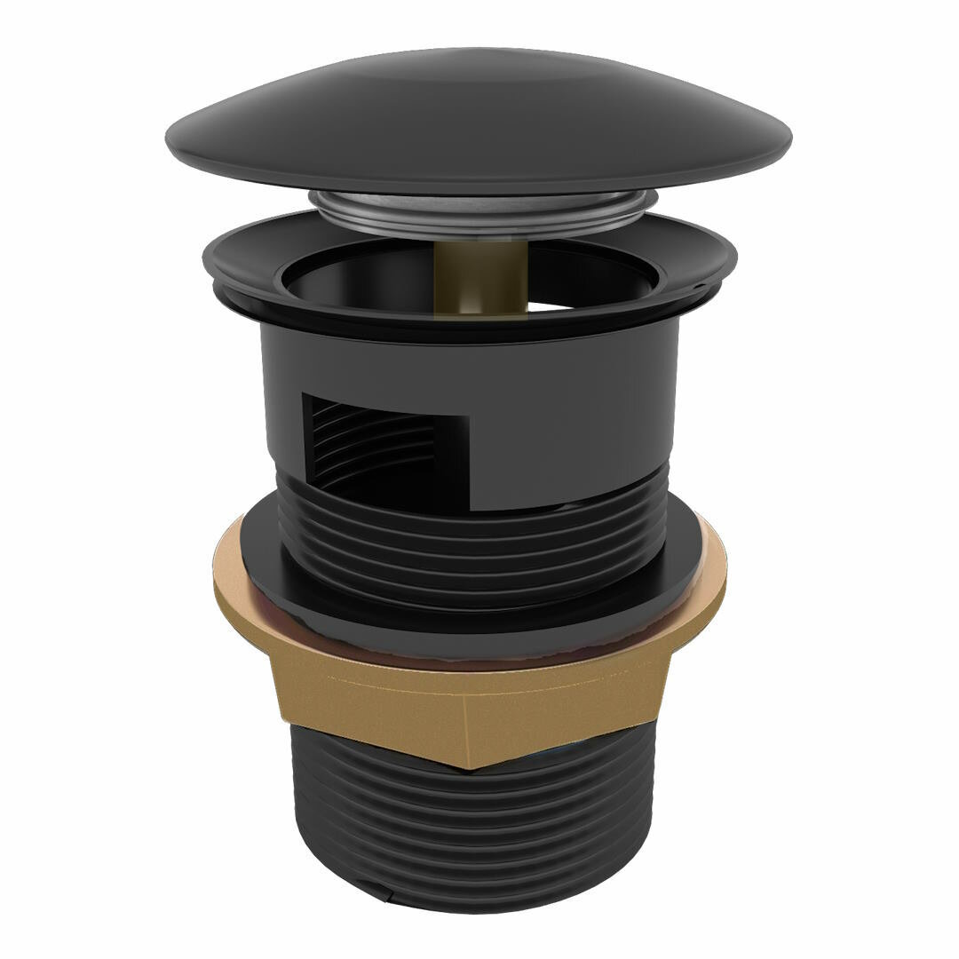 Донный клапан Teymi для раковины с переливом, черный T140104 - фотография № 5