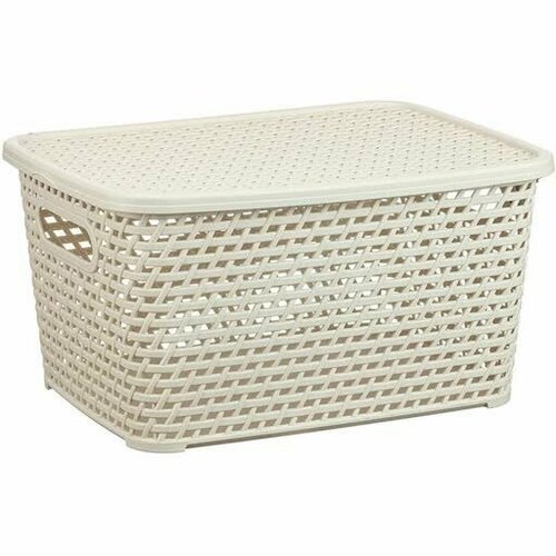 Ящик ротанг 23л. с крышкой 450х300х265мм белый ротанг