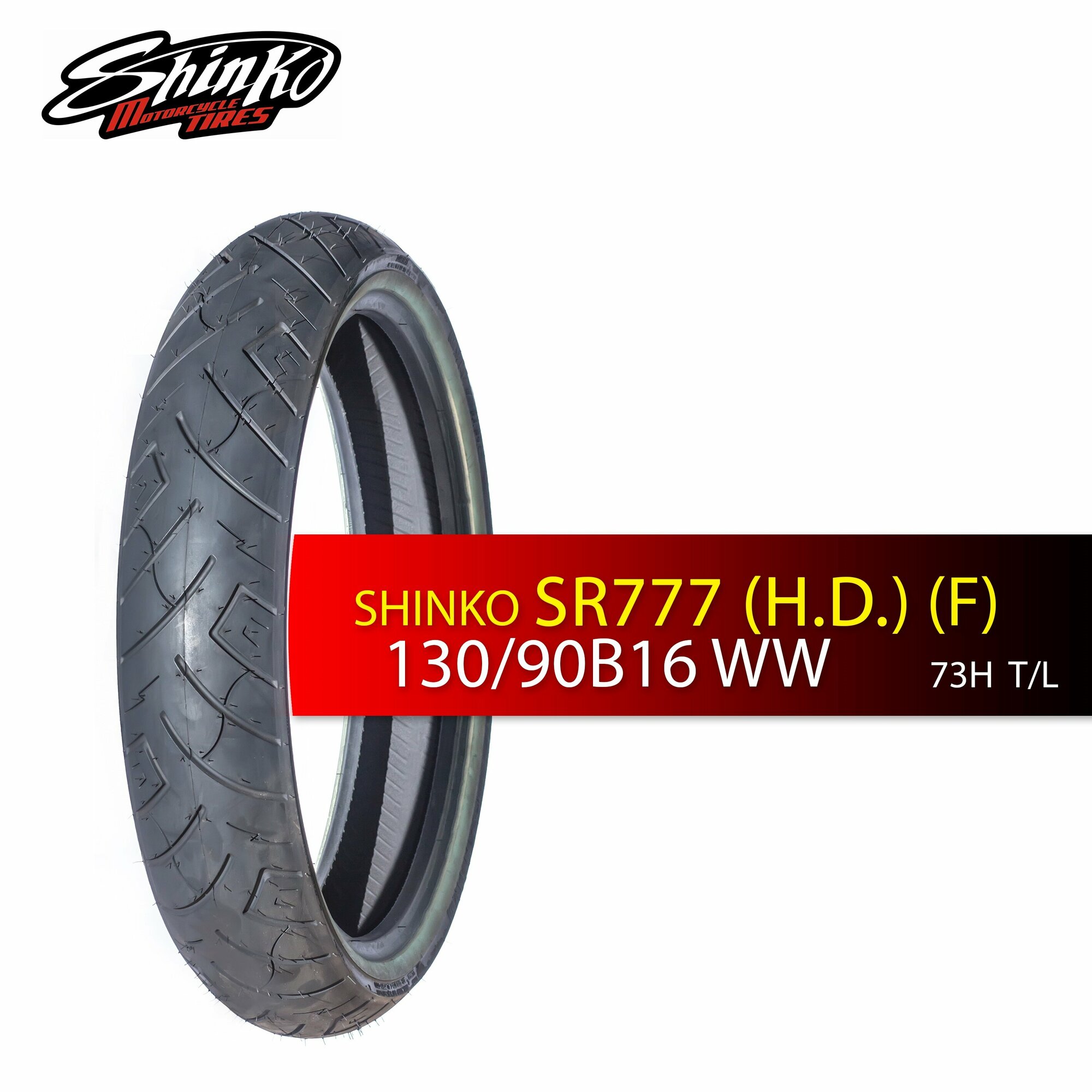 Мотошина Shinko SR777 130/90B16 73H Front TL WW (белобокая)