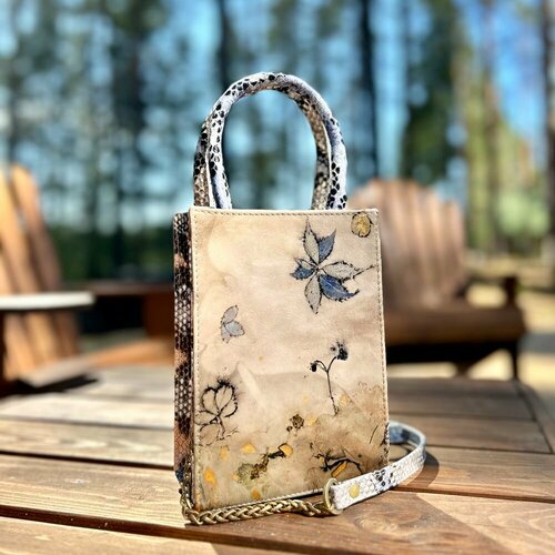 фото Сумка тоут kurguzova botany, фактура гладкая, серый