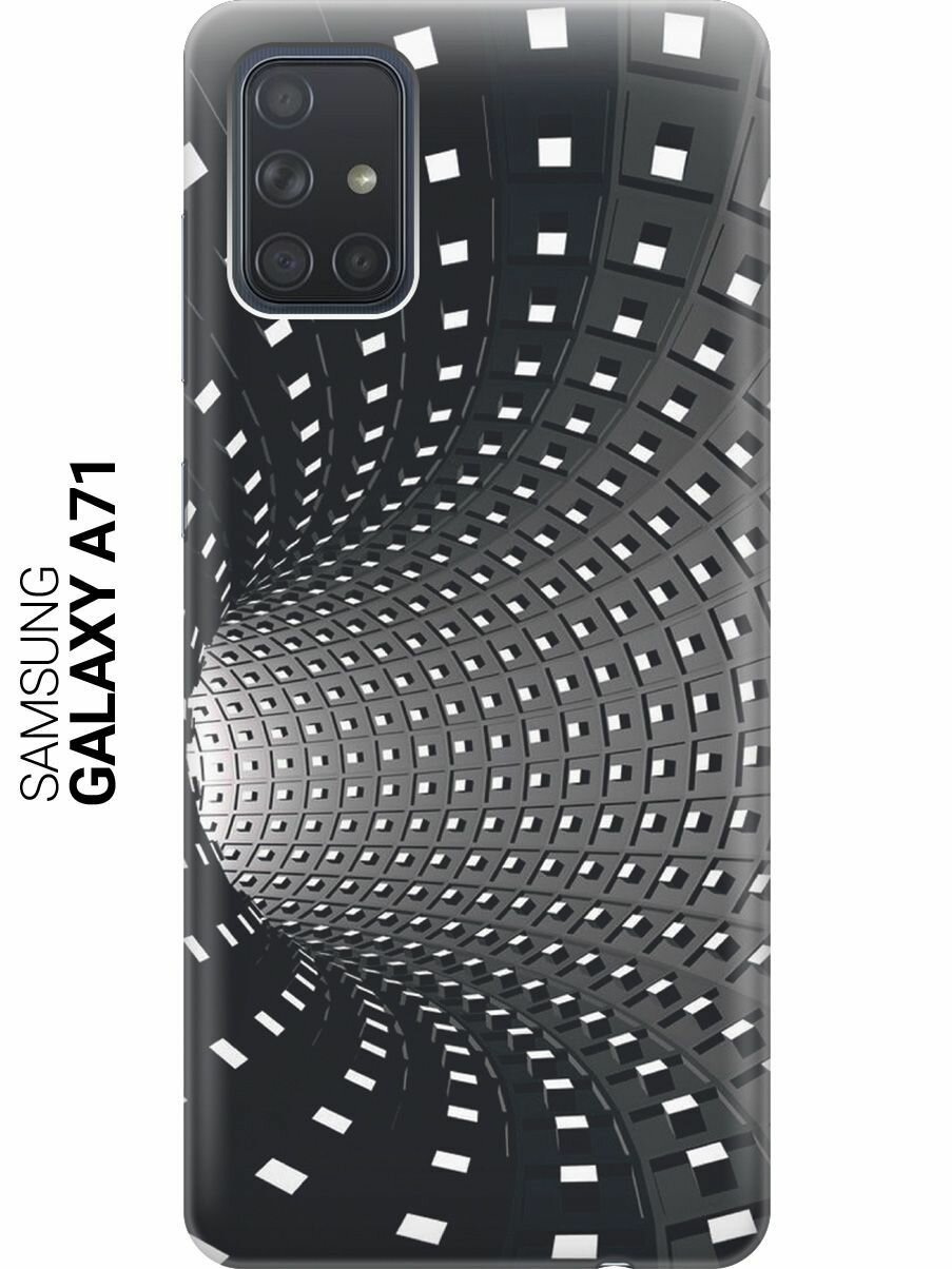 Силиконовый чехол на Samsung Galaxy A71, Самсунг А71 с принтом "Черно-белый тоннель"
