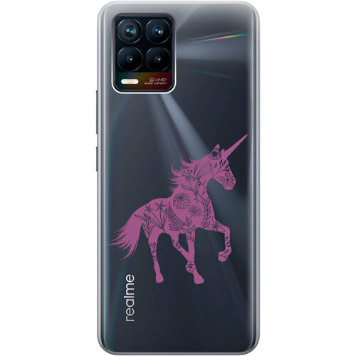 Силиконовый чехол на Realme 8, 8 Pro, Рилми 8, 8 Про с 3D принтом Floral Unicorn прозрачный силиконовый чехол с принтом musical unicorn для realme 8 8 pro рилми 8 8 про