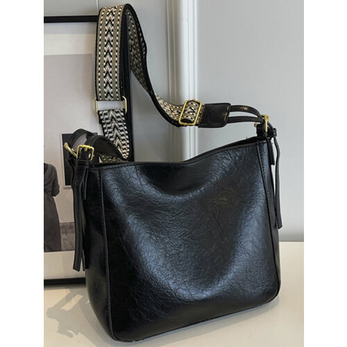 фото Сумка шоппер , фактура гладкая, черный а.в