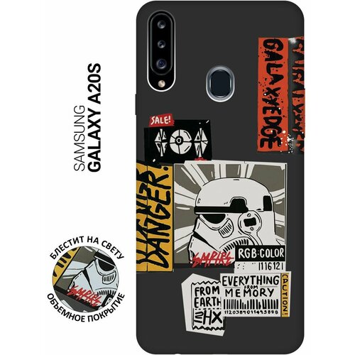 Матовый Soft Touch силиконовый чехол на Samsung Galaxy A20s, Самсунг А20с с 3D принтом Stormtrooper Stickers черный матовый soft touch силиконовый чехол на samsung galaxy a20s самсунг а20с с 3d принтом kiss черный