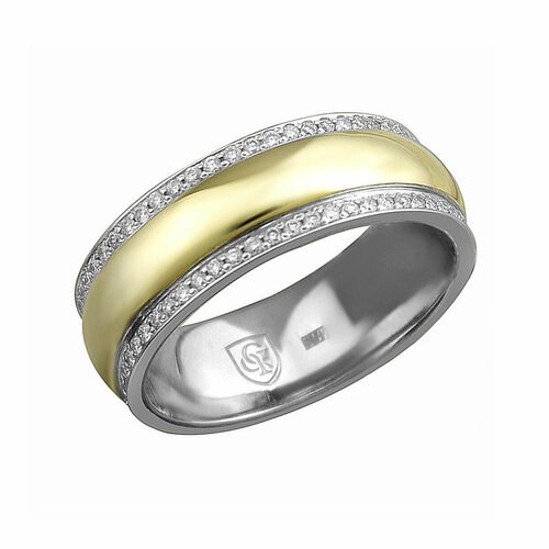 Кольцо Эстет, комбинированное золото, 585 проба, бриллиант, размер 18