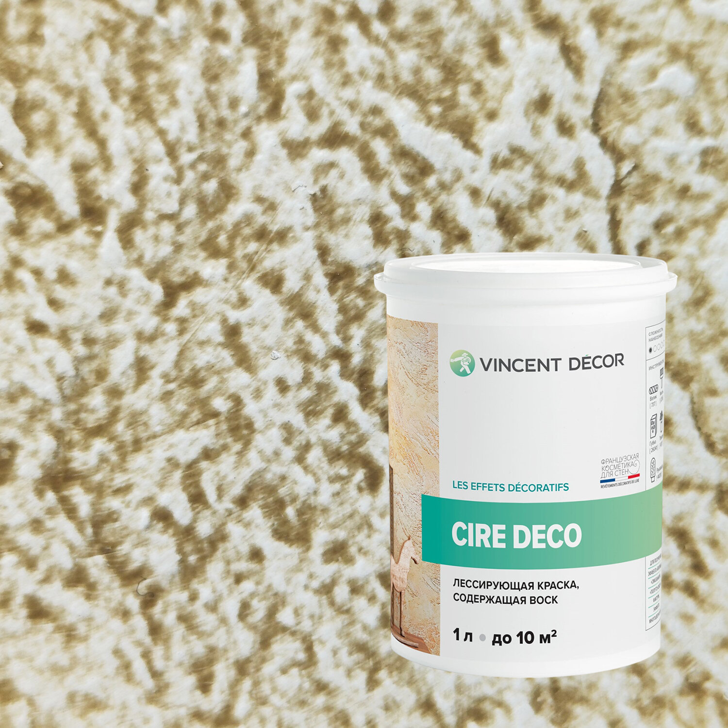 фото Краска декоративная лессирующая с воском Vincent Decor Cire Deco (1л) 51179