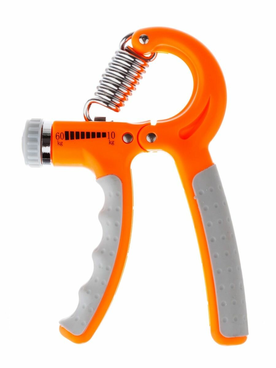 Эспандер кистевой Estafit регулируемый 10 - 60 кг для фитнеса рук пальцев пружинный детский и взрослый, оранжевый/серый