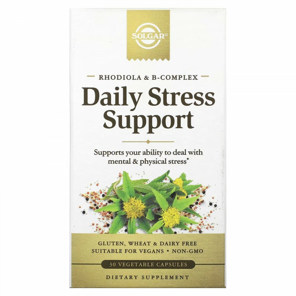 Solgar Rhodiola & B-Complex Daily Stress Support 30 Vegetable Capsules