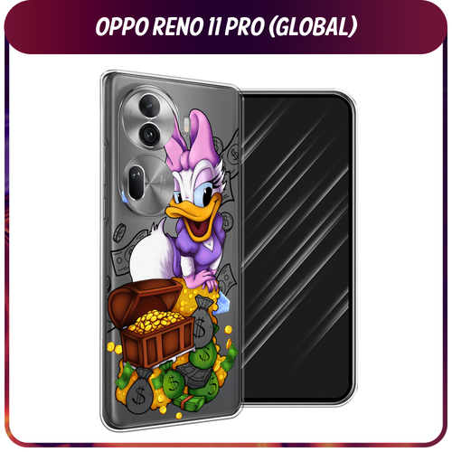 Силиконовый чехол на Oppo Reno 11 Pro (Global) / Оппо Рено 11 Про Глобал Rich Daisy Duck, прозрачный силиконовый чехол на oppo reno 11 pro global оппо рено 11 про глобал scrooge mcduck and monopoly прозрачный