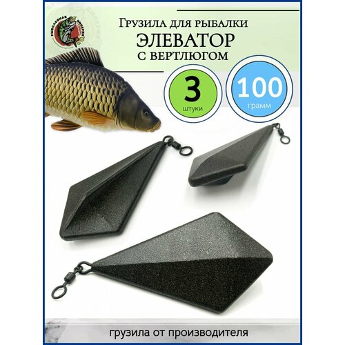 Рыболовный груз карповый элеватор фидерный 100гр-3 штуки