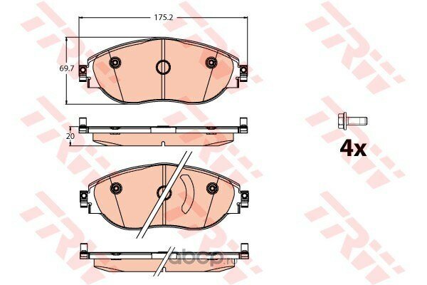 Колодки передние vag a3/octavia iii/golf vii/passat b8 trw gdb2114